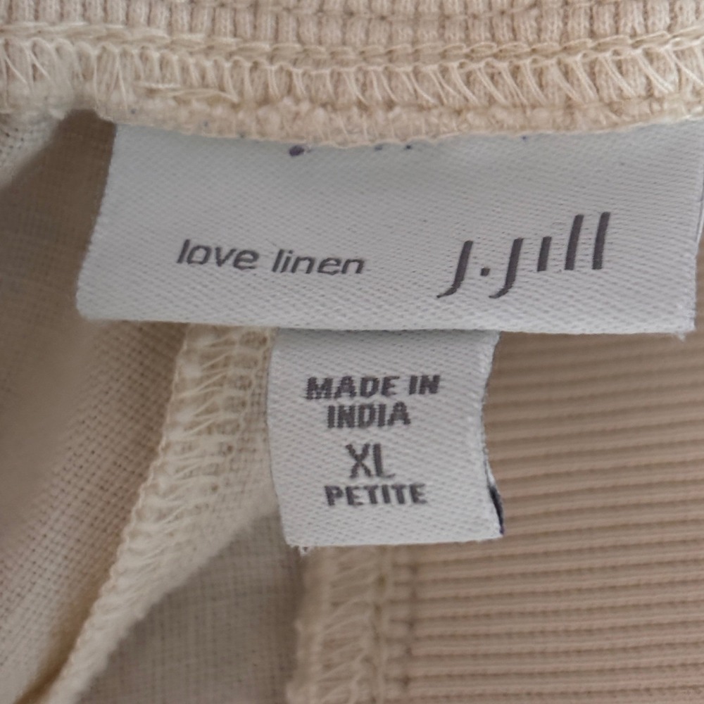 J. Jill Pants XL Petite Cream 100% Linen Wide Leg Crop Coastal Grandma Resort - Picture 5 of 7